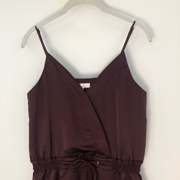 Parker 0 cargo satin jumpsuit burgundy red jogger 0983 skim sweetheart - Picture 5 of 11